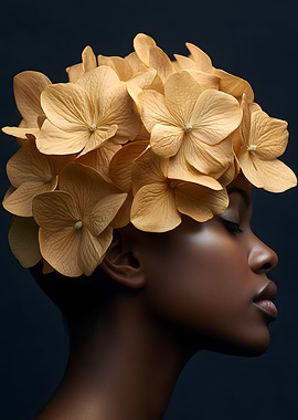 Woman with Floral Headpiece Profile Portrait