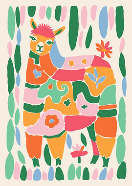 Colorful Abstract Llama Illustration