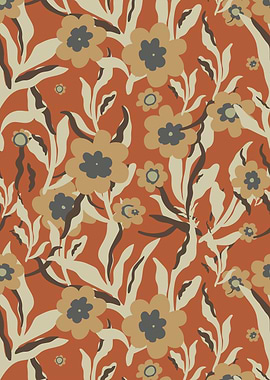 Floral Pattern with Brown and Beige