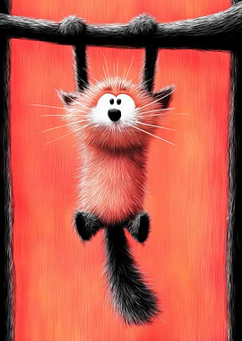 Cartoon Cat Hanging