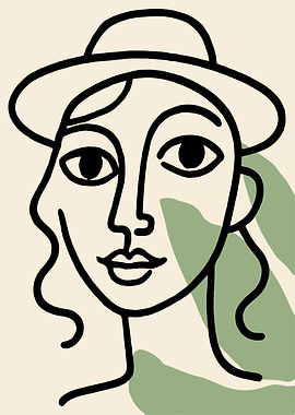 Minimalist Woman Portrait with Hat