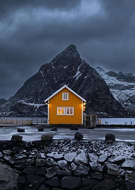 Yellow House in Lofoten, Norway
