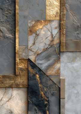 Abstract Marble and Gold Geometric Design