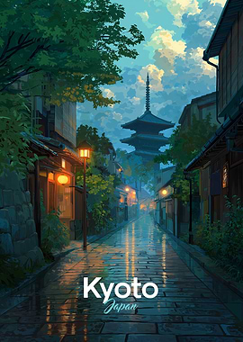 Kyoto Japan Street Rain