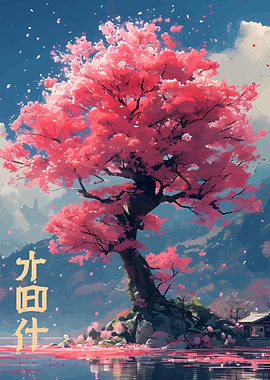 Cherry Blossom Tree by Water