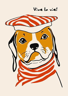 Dog with Beret - Vive la vie!