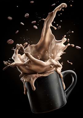 Coffee Splash in Black Mug