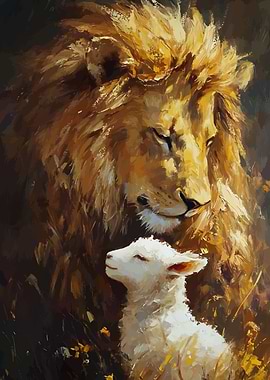Lion and Lamb Painting