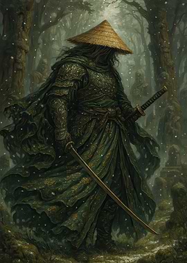 Samurai in Snowy Forest