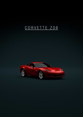 Red Corvette Z06 Car Poster