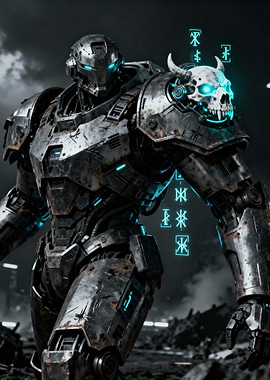 Cybernetic Warrior with Skull Shoulder Pad