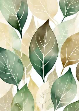 Watercolor Leaves Pattern
