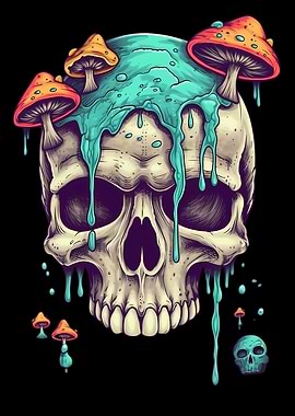 Melting Mushroom Skull