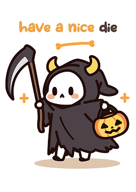 Cute Grim Reaper Halloween Cartoon