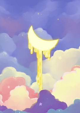 Dreamy Moon in Pastel Sky