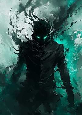 Shadow Figure with Glowing Eyes