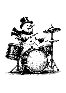 Christmas Man Drummer Art