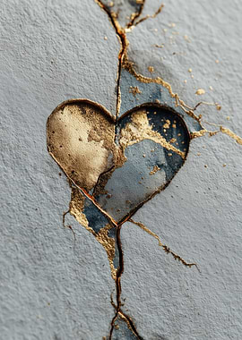 Cracked Heart with Gold Veins