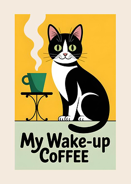 Cat and Coffee Illustration