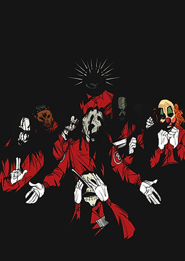 Slipknot band members illustration in red