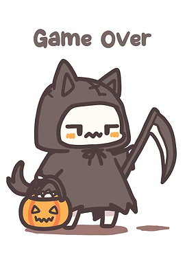 Cute Grim Reaper Game Over