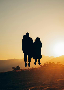Silhouette of Couple at Sunset