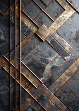 Abstract Marble and Gold Geometric Pattern