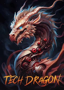 Mechanical Dragon with Gears and Blue Eyes