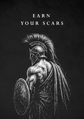Earn Your Scars Spartan Warrior Illustration