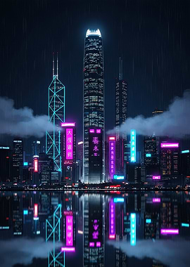 Neon Cityscape at Night
