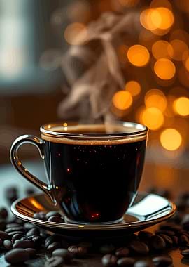 Steaming Cup of Coffee with Bokeh