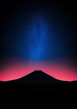 Mountain Silhouette Under Starry Night Sky