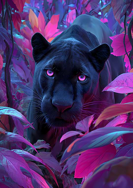 Black Panther in Neon Jungle