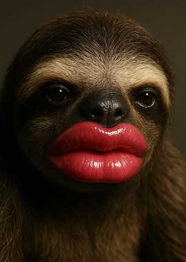 Sloth with lipstick