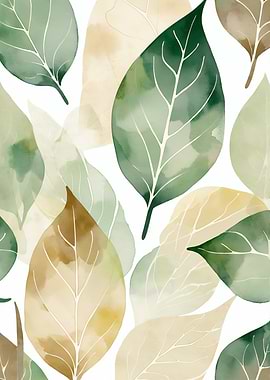 Watercolor Leaves Pattern
