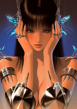 Cyberpunk Girl with Metallic Accessories