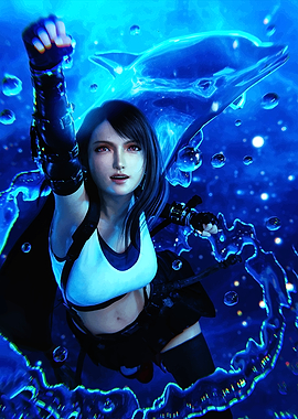 Tifa Lockhart in Blue Water