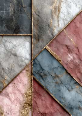 Abstract Marble Geometric Pattern with Gold