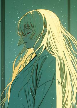 Anime Girl with Long Blonde Hair