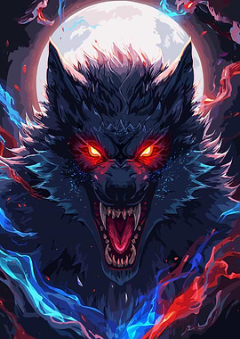 Fantasy of Fearsome Werewolf Under the Full Moon