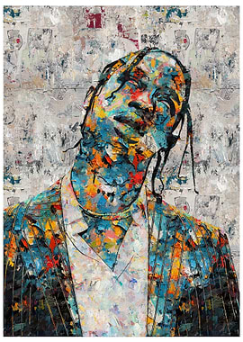 Travis Scott Colorful Portrait Painting