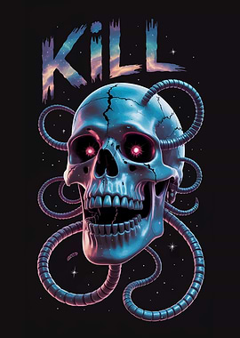 Skull with tentacles and KILL text
