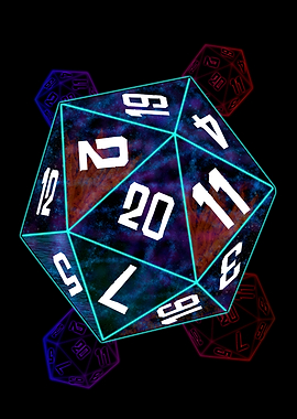 D20 Dice with Nebula Texture