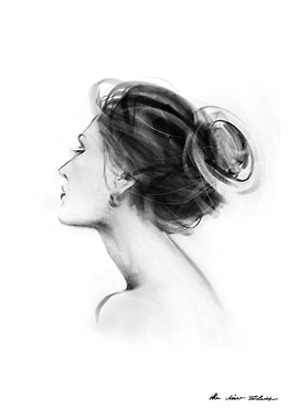 Monochrome Portrait of a Woman in Profile