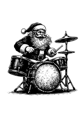 Christmas Man Drummer Art