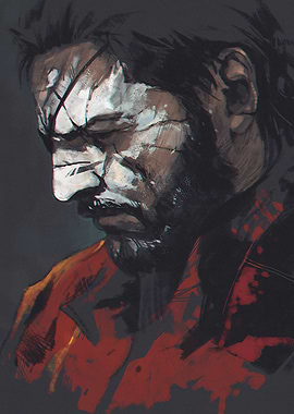 Wounded Man Portrait with Red Jacket