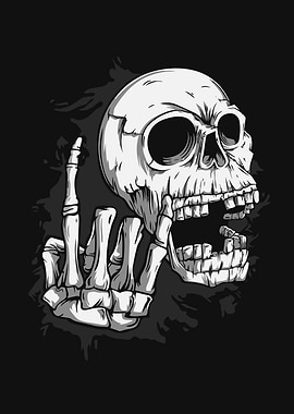 Skull Giving the Middle Finger heavy metal