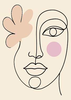 Abstract Face Line Art with Shapes