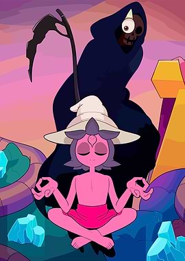 Meditating Figure with Grim Reaper