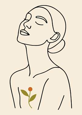 Minimalist Woman Portrait with Flower